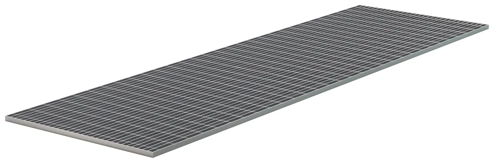 Tablero de rejilla de aluminio Metelmex con marco perimetral